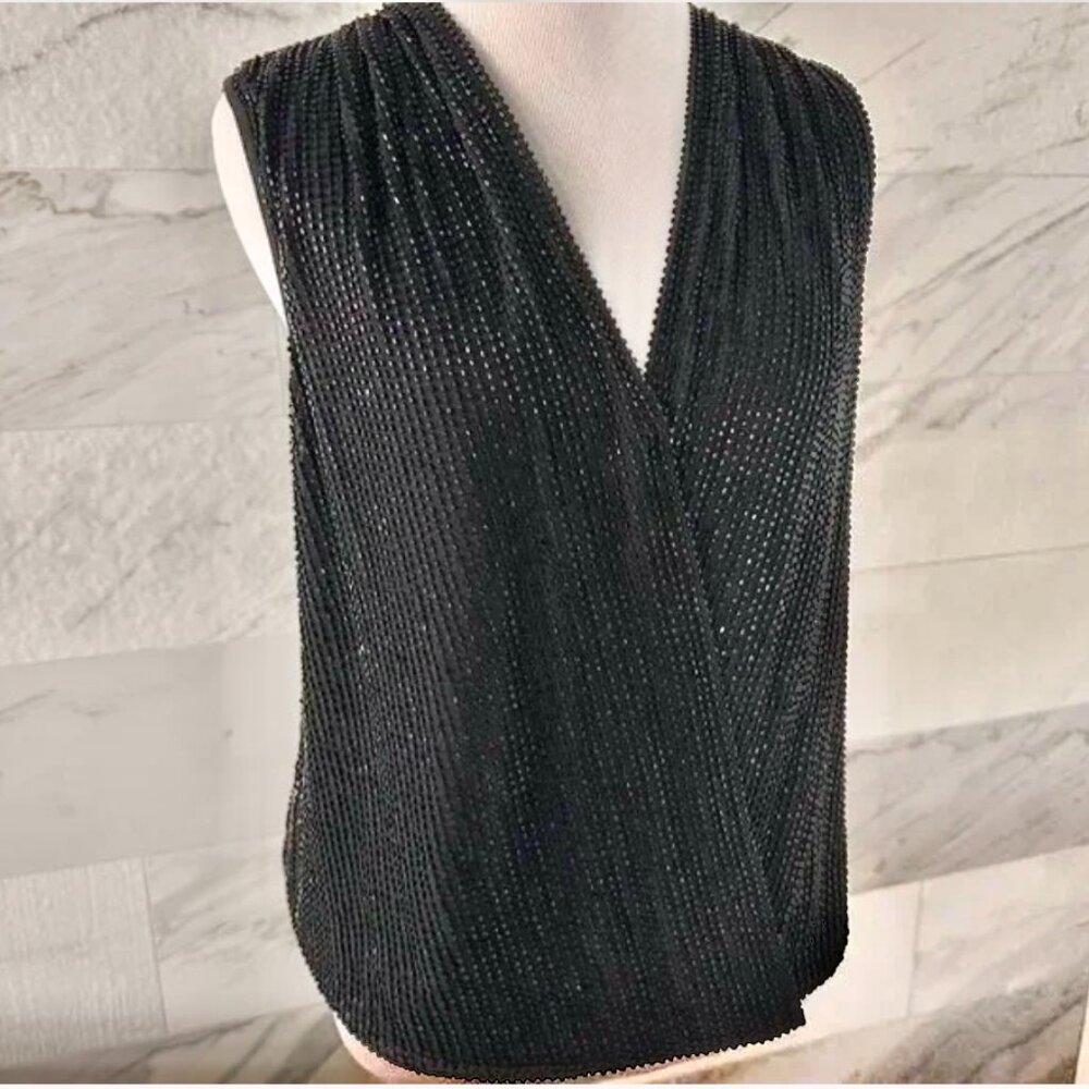 Diane Von Furstenberg Beaded Faux-Wrap EveningTop
